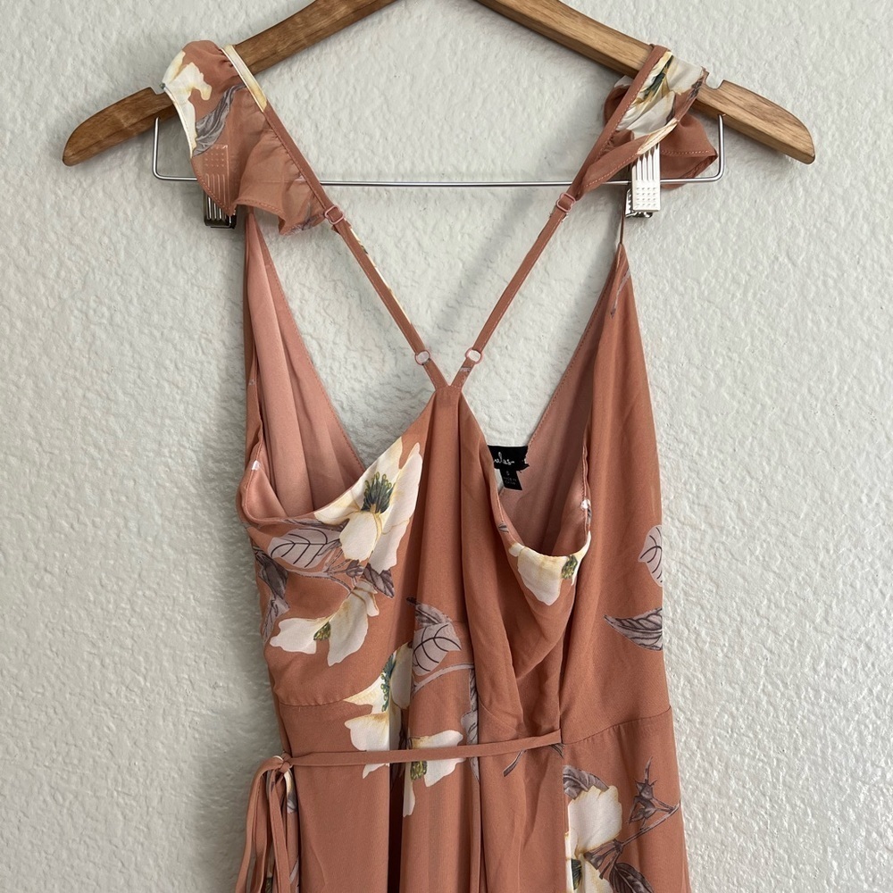 NWOT All Mine Rusty Rose Floral Print High-Low Wrap Dress - Picture 5 of 6